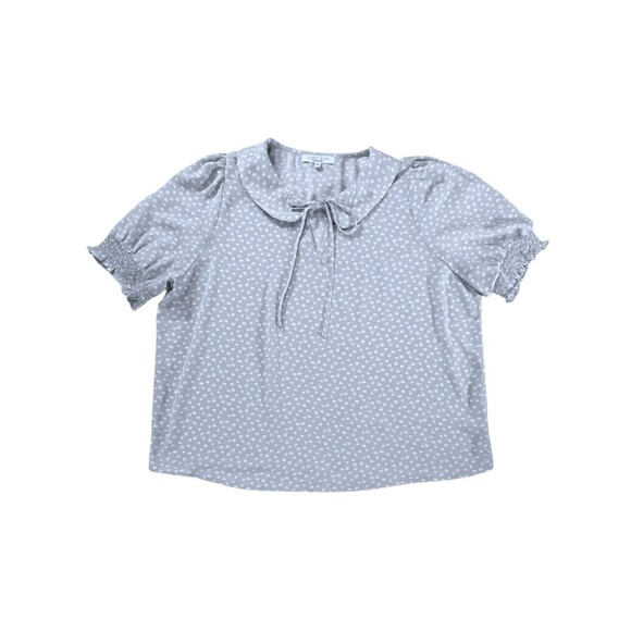 Sweet Rain Womens 3X Lilac Top Pink/White Heart Print Short Sleeve Tie Collar - Picture 9 of 9